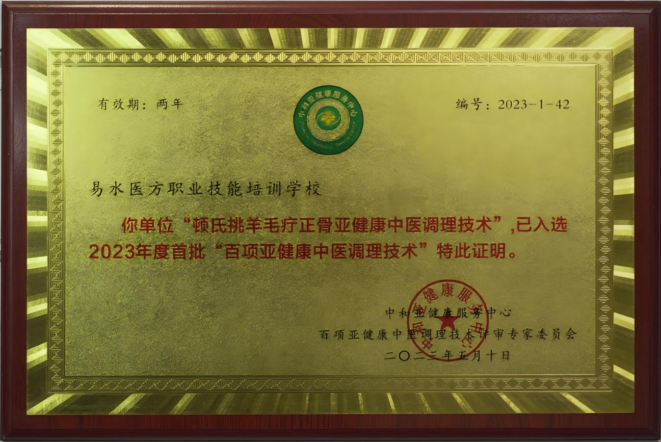 百项业健康中医调理技术证书-顿氏挑羊毛疔